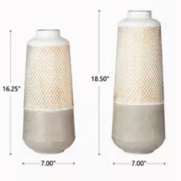 New GLITZHOME Farmhouse Modern Vase Set Of 2 16 & 18" Metal Large Contemporary - Picture 10 of 10